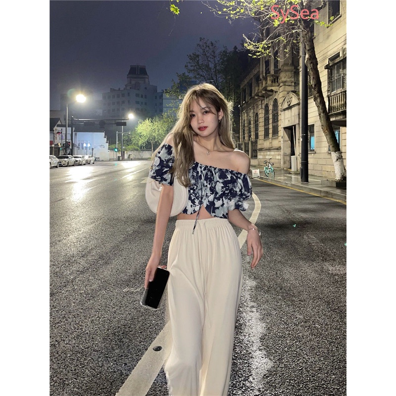 Áo Croptop Trễ Vai Họa Tiết Hoa Thời Trang Mùa Hè Cho Nữ