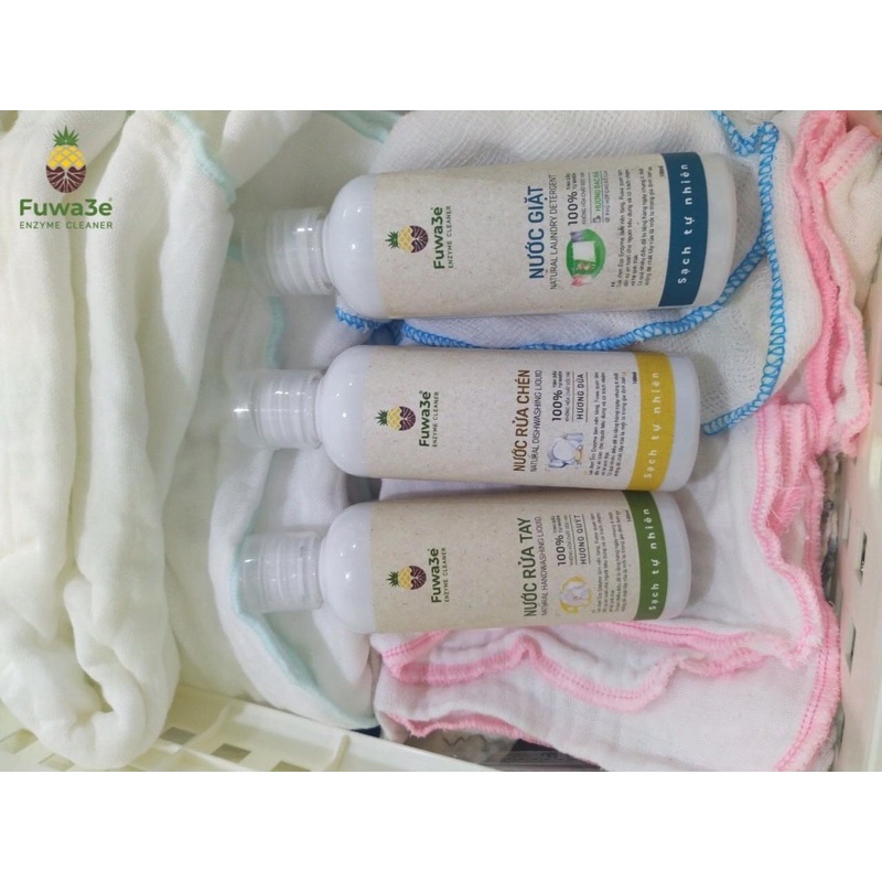 Nước giặt Fuwa3e hữu cơ organic từ Enzyme sinh học 4L, 500ml an toàn cho bé, nước giặt sinh học không hương liệu