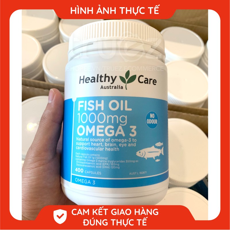 Dầu cá Fish Oil 1000mg Omega 3 400 viên [Úc] Healthy Care Fish Oil Omega 3 1000mg [Chính hãng] | Thế Giới Skin Care