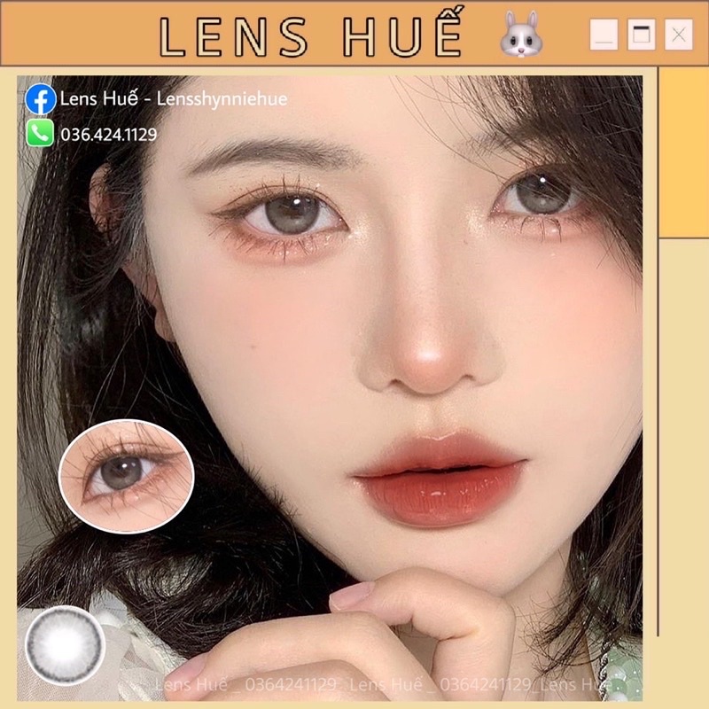 🧸 Lens GRAY kính áp tròng màu xám viền đen giãn nhỏ tự nhiên - Lens Huế