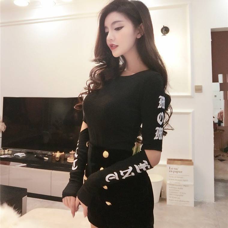 Áo Thun Nữ Mùa Thu Mới Ngọt Ngào Và Đơn Giản Phiên Bản Hàn Quốc Thời Trang Sexy Slim Top