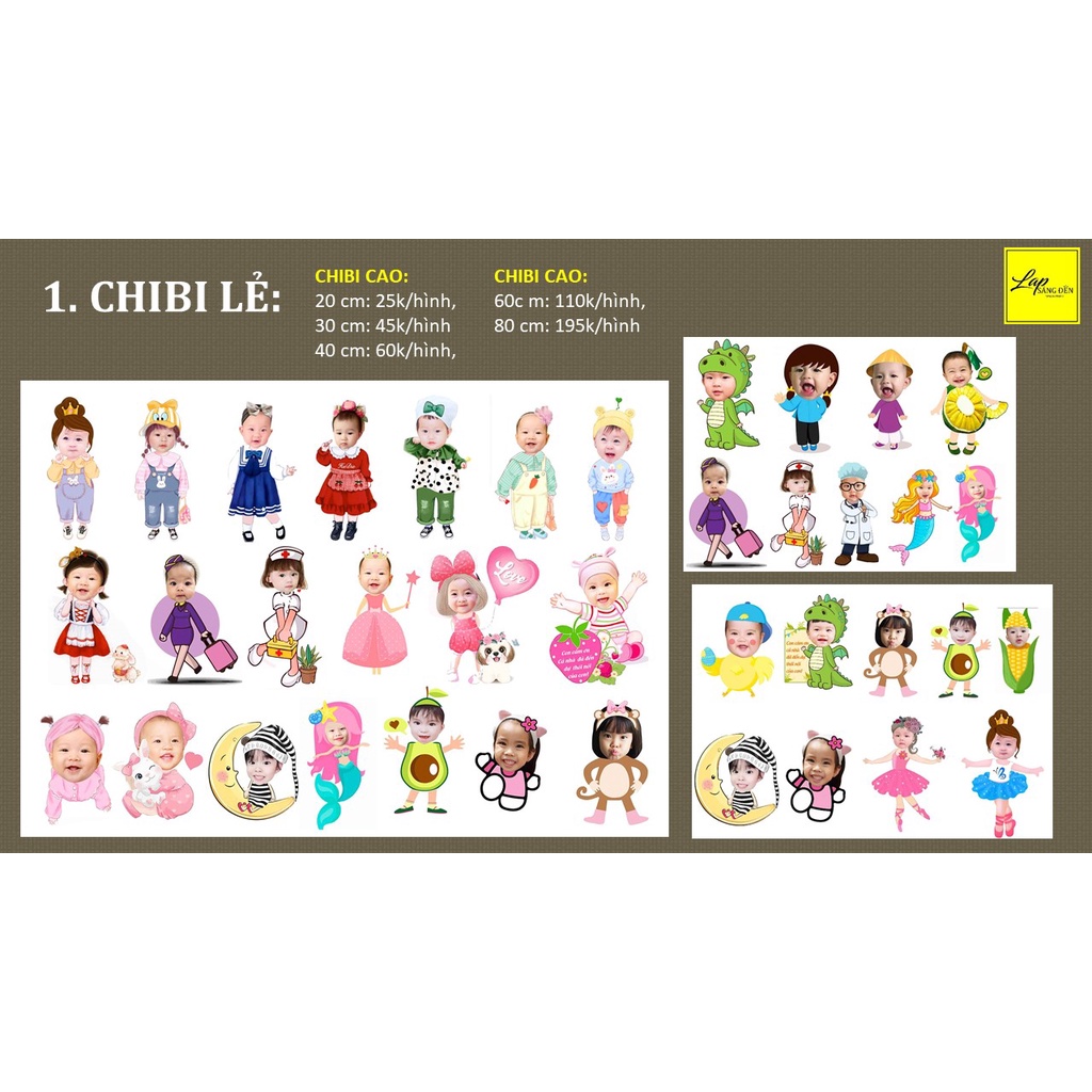 Nhận Đặt gấp_Hình CHIBI 60cm_ để bàn trang trí sinh nhật cho bé