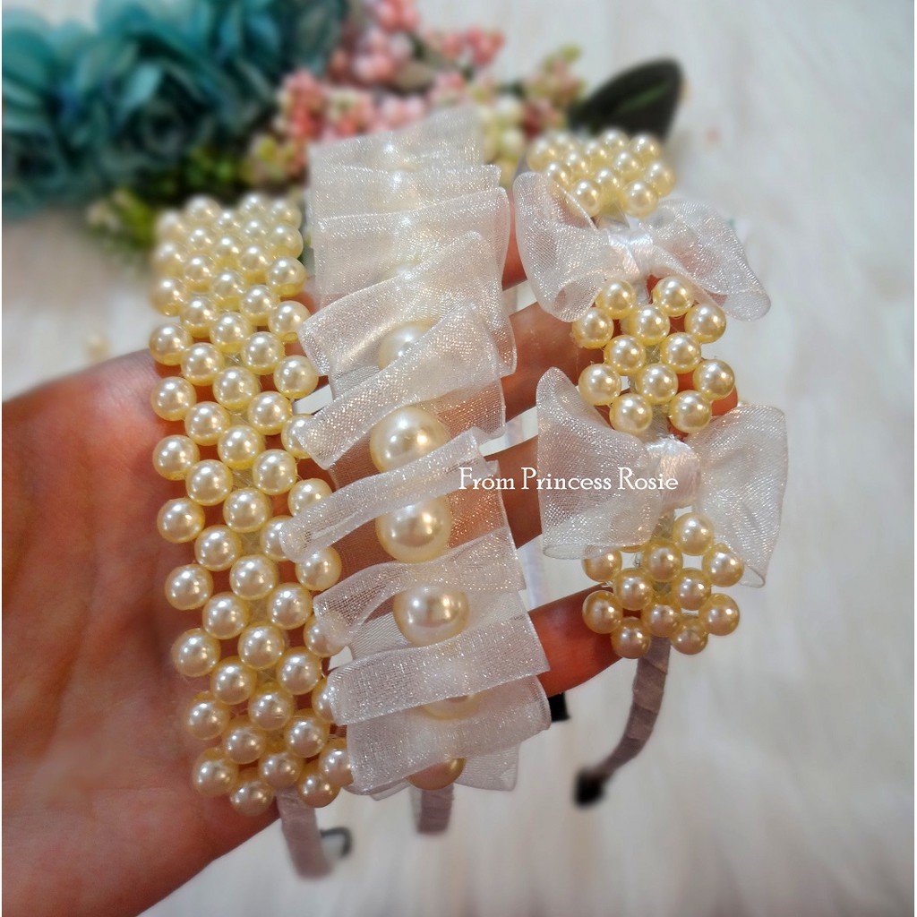 Băng đô ngọc trai trắng công chúa