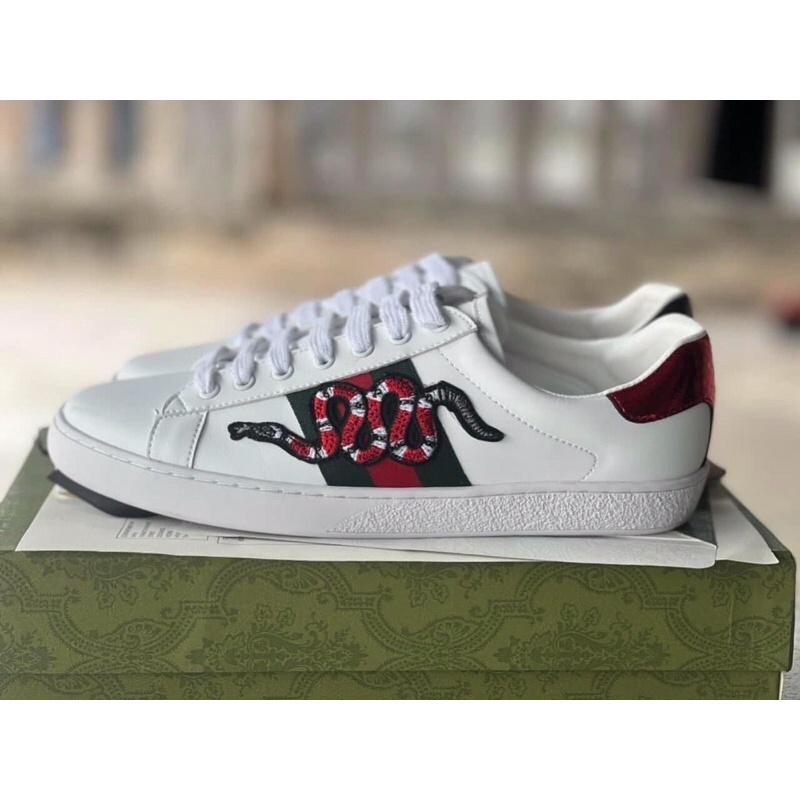 Giày gucci rắn thêu quảng châu . Giày sneaker gc rắn nam nữ Full box