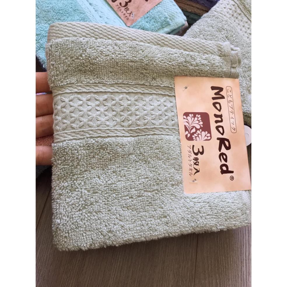 Set 3 Khăn Mặt Xuất Nhật Mono Red Kích thước 34x34cm - Giao màu ngẫu nhiên (#thai)