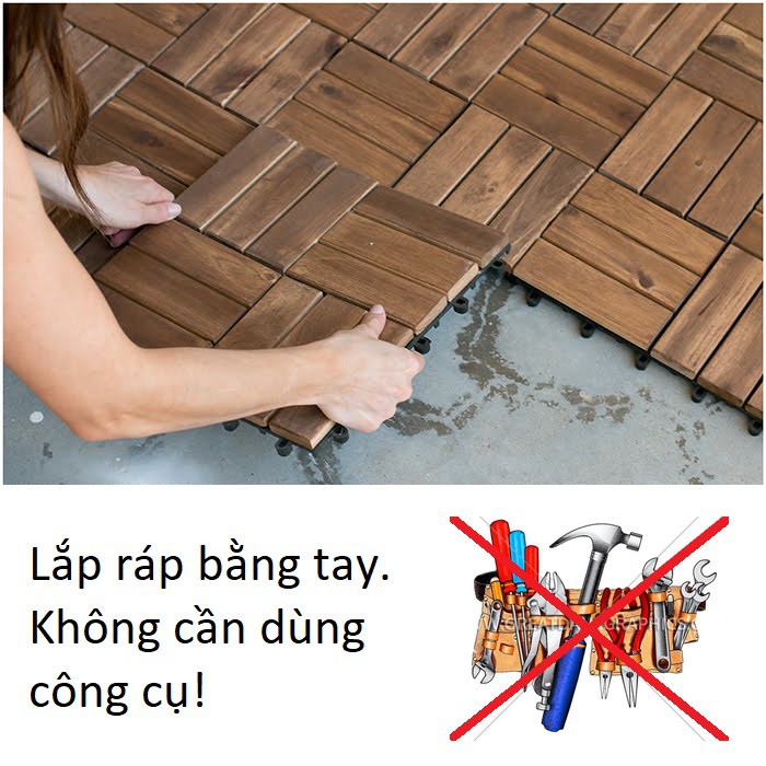 [EDEN] Ván sàn gỗ tự nhiên vỉ nhựa EDEN CLICK-ON tự lắp ráp ngoài trời IKEA