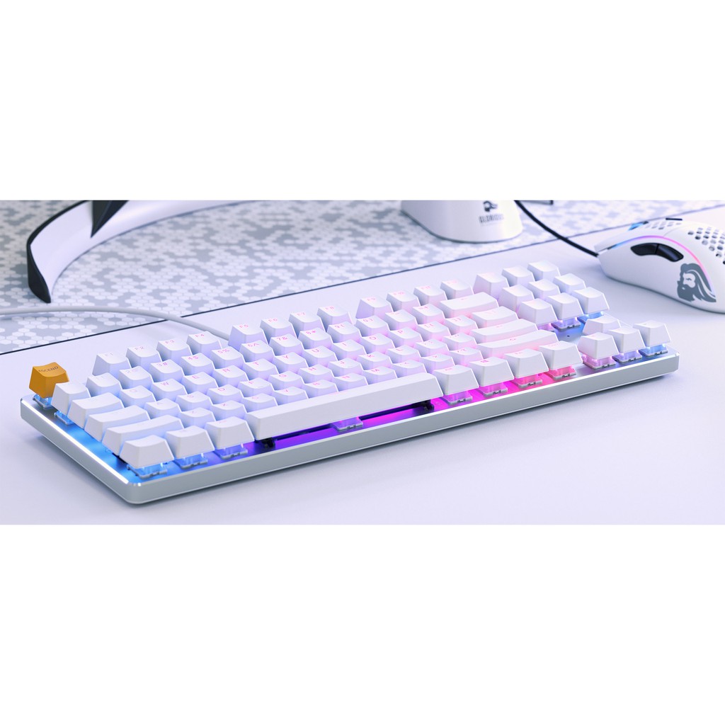 Bàn phím cơ Glorious GMMK RGB White Ice Fullsize (Gateron Brown switch/ Hot Swap) - Hàng chính hãng