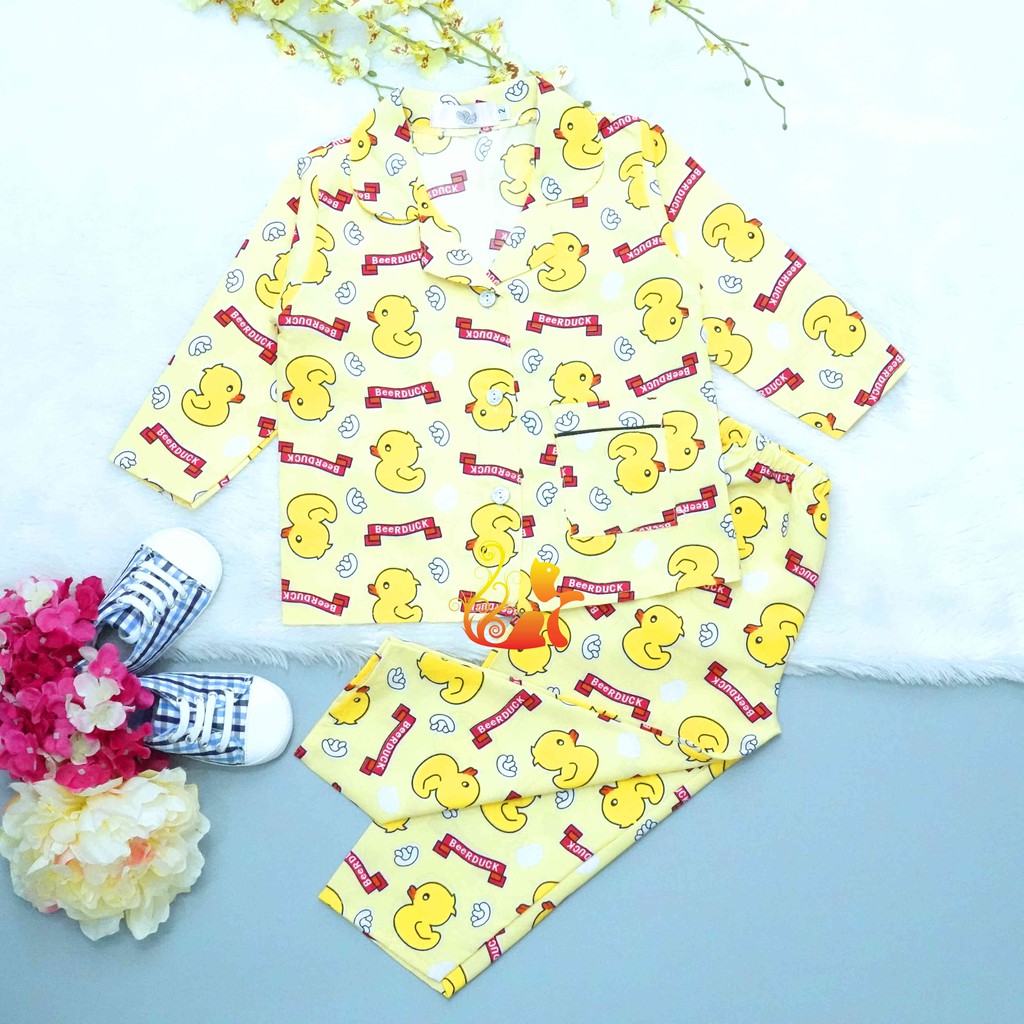 Đồ Bộ Mặc Nhà &quot;Vịt vàng - BeerDuck&quot; Pijama Kate Thái Quần Dài - Cho Bé 8-38kg.