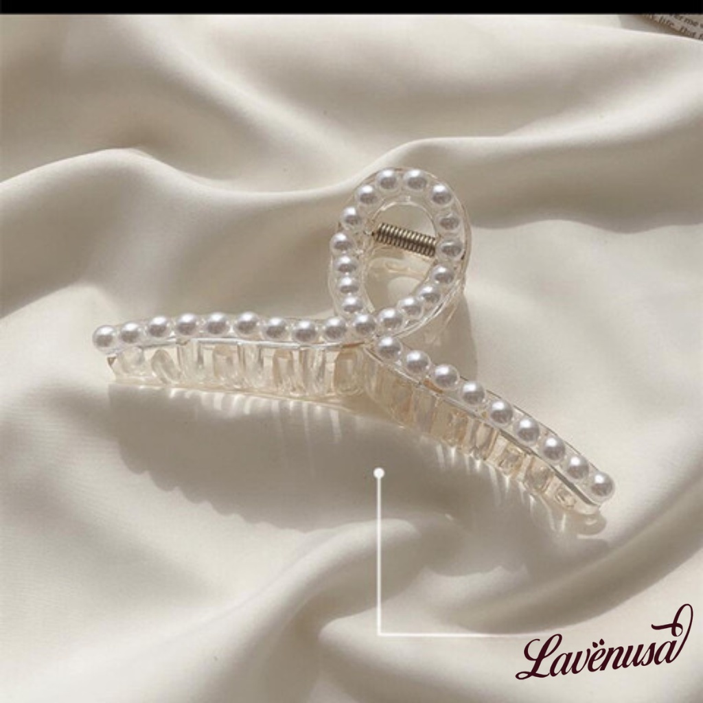 Kẹp tóc càng cua cao cấp nhựa đính ngọc trai nhân tạo thời trang LAVENUSA CT17