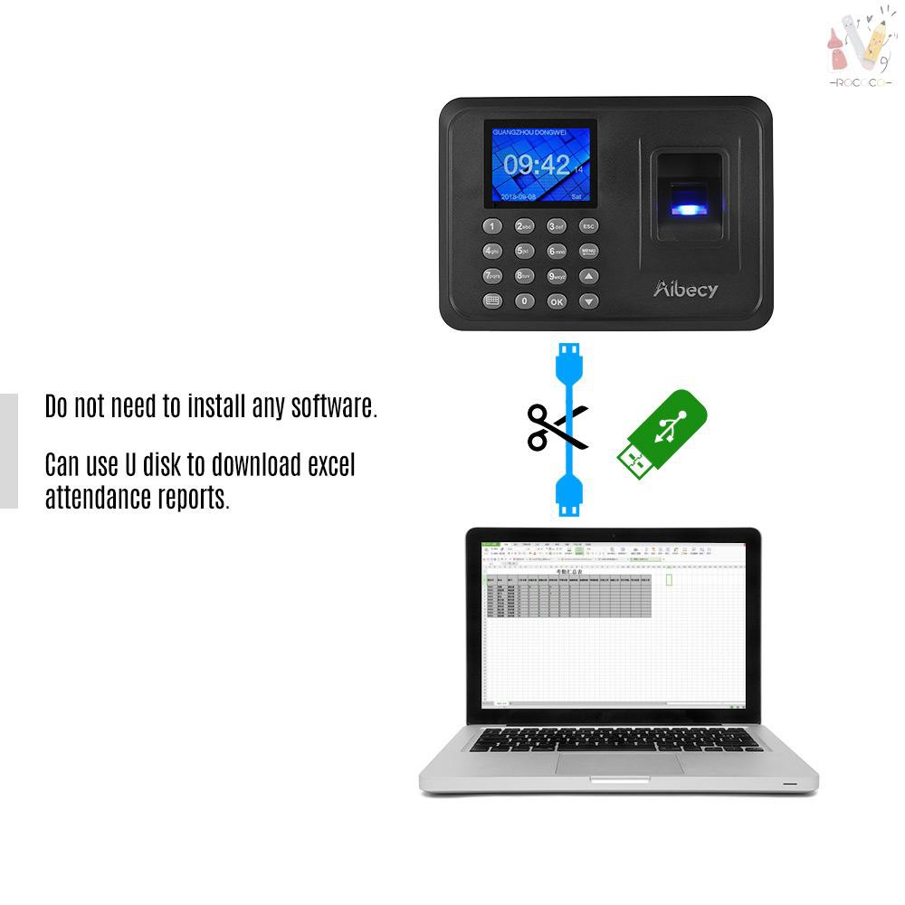 Máy chấm công bằng dấu vân tay màn hình LCD Kèm Cáp Usb tiện dụng