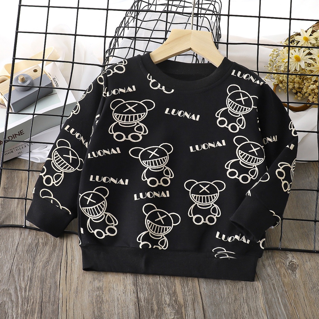 Áo Thun Tay Dài Vải Cotton Thời Trang Xuân Thu Cá Tính Dành Cho Bé