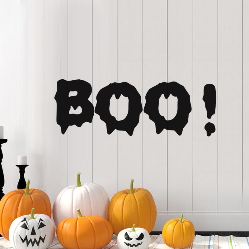 (Meteorite) Đề Can Dán Tường / Cửa Sổ Tự Dính Hình Đầu Bí Ngô / Đầu Ma Quỷ Kinh Dị Trang Trí Halloween