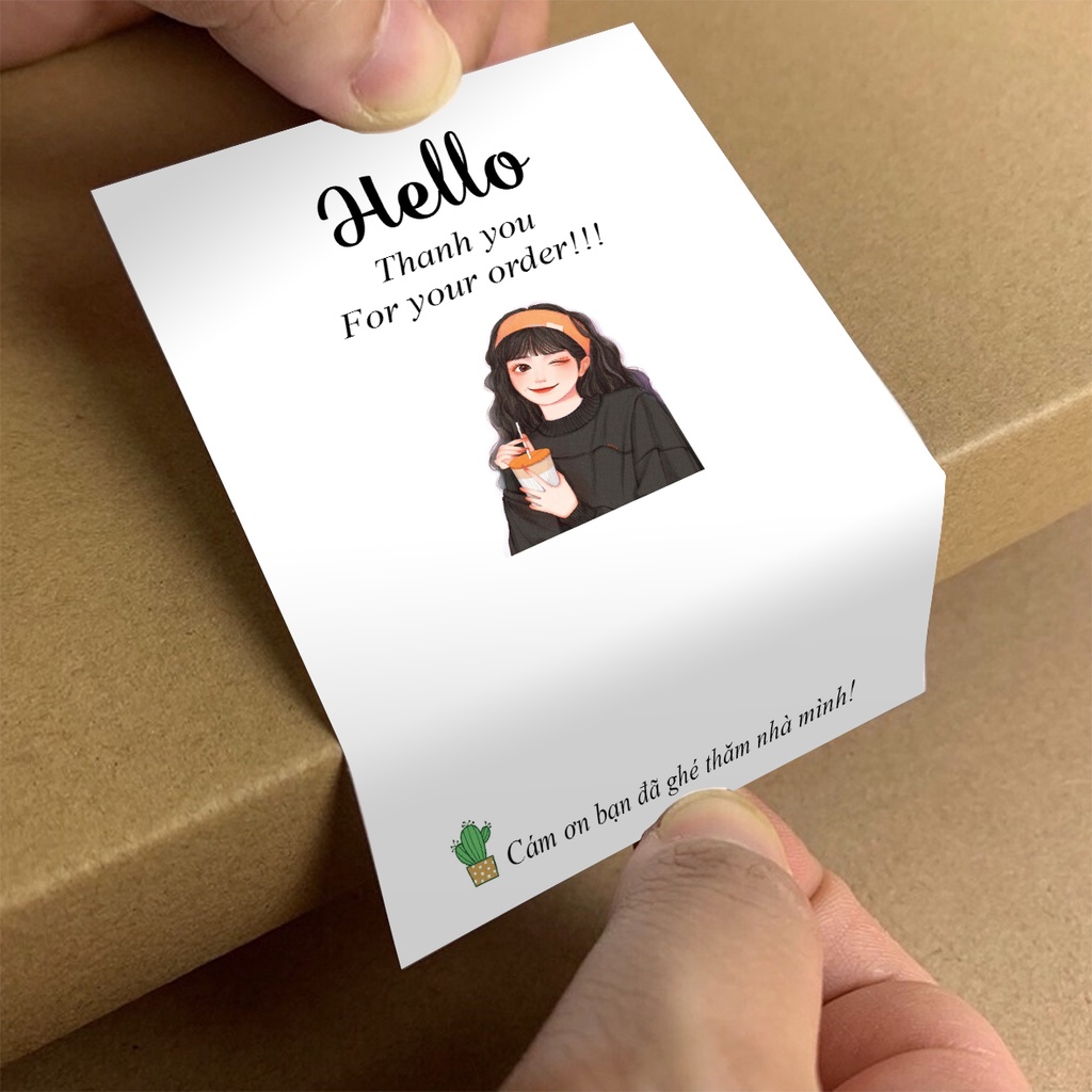 NHÃN DÁN set 50 sticker cám ơn dán hộp đóng gói, mẫu mã sáng tạo độc đáo cute
