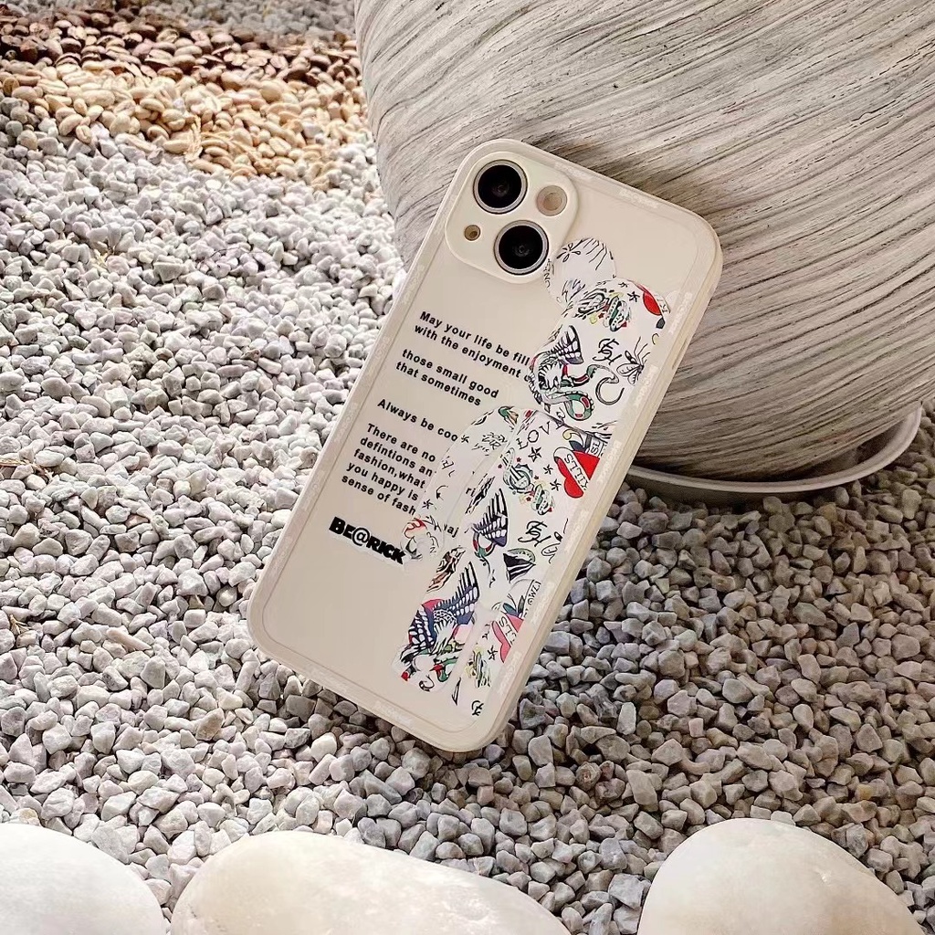 Ốp Điện Thoại Silicon Dạng Dẻo Hình Vuông Họa Tiết Gấu Cho iPhone 13 Pro MAX 12 Pro MAX 11 Pro MAX X XS MAX XR 7 Plus 8 Plus 6 6s Plus