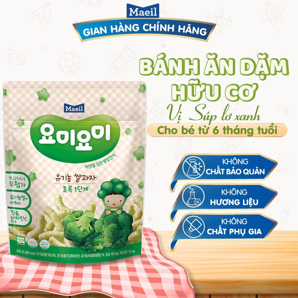 Bánh ăn dặm hữu cơ cho trẻ 7 tháng MAEIL Yummy Hàn Quốc vị súp lơ, cung cấp chất xơ, canxi cho bé, tăng sức đề kháng