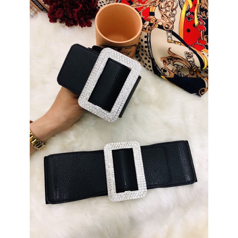 Dây nịt nịt eo đai váy belt mặc đầm bản đính hạt chữ nhật 8 phân siêu hot hit