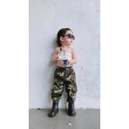Bộ bé gái - Sét quần túi hộp áo ống thun Cotton mềm giãn size 7 - 21ky
