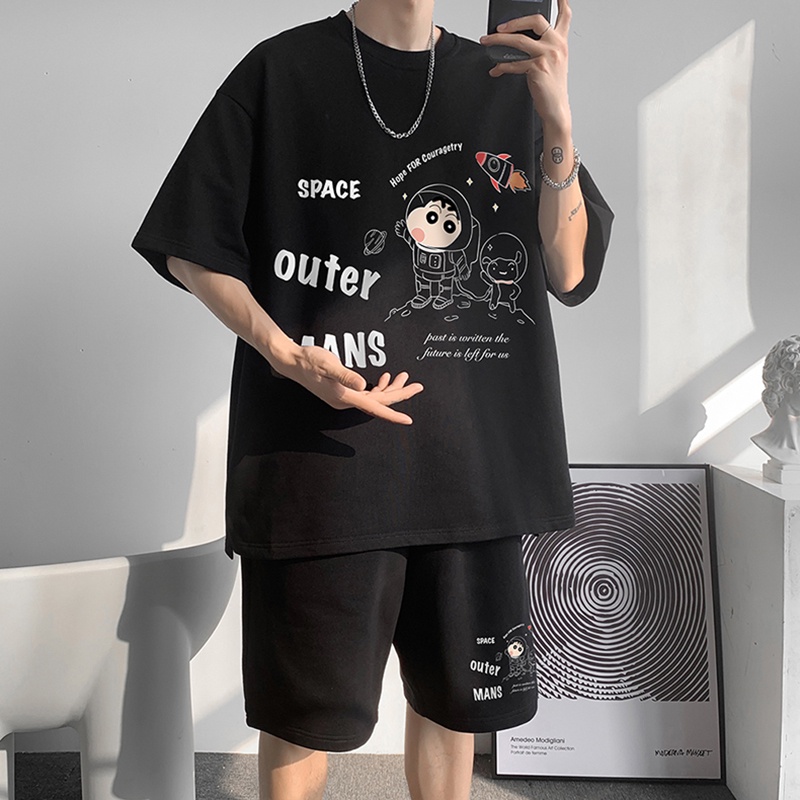 Bộ Đồ Nam Mùa Hè Unisex Cổ Tròn OUTER MANS Phối Quần Short In Họa Tiết Thời Trang Zenkonu QA NAM 117