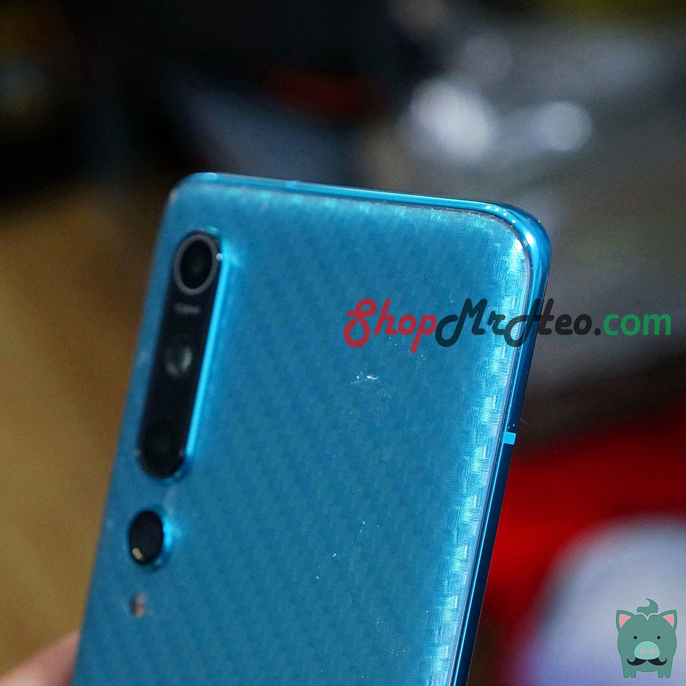 Skin Dán Mặt Sau Lưng Xiaomi Mi 10 - Mi 10 Pro - Mi 10 Lite - Mi 10 Ultra - Mi 10S - Carbon, Hình hộp, Nhám, Vân Da