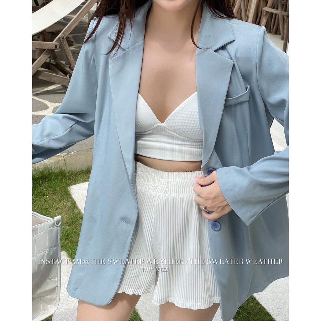 Áo blazer form rộng 1 lớp nhiều màu túi ngực ulzzang