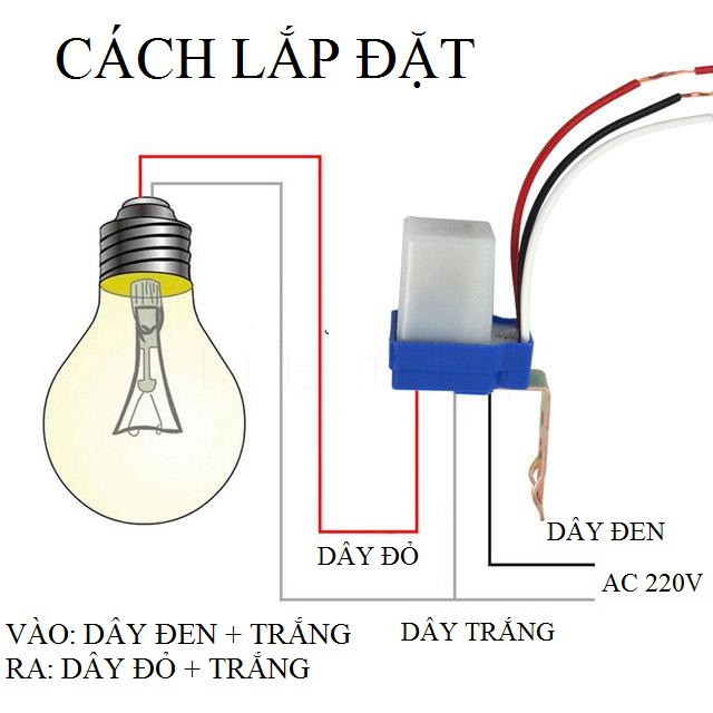 Công tắc cảm biến ánh sáng AS10/220VAC/10A chống nước.