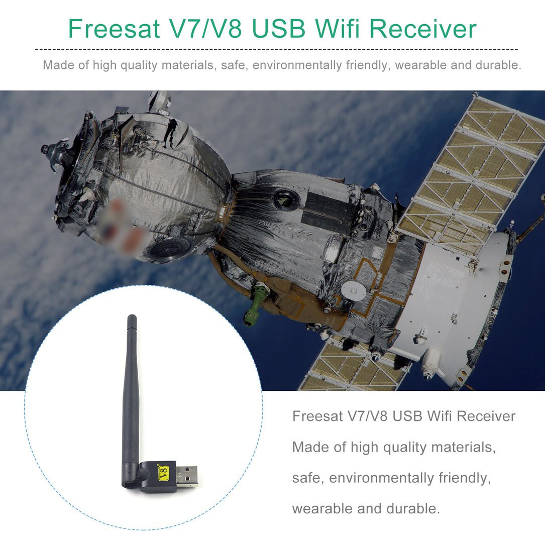 Đầu thu sóng vệ tinh Usb Wifi 2.4Ghz có ăng ten cho Freesat V7/V8 HD