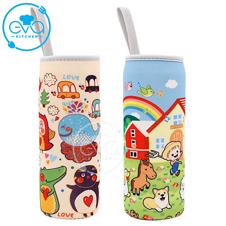 Túi Giữ Nhiệt Vải Neoprene Hoạ Tiết 2 Mặt Cao Cấp Cho Bình Đựng Nước 500 Ml