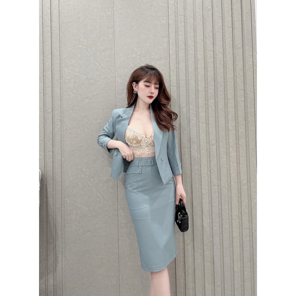 Set bộ vest nữ công sở áo vest tay lỡ chân váy bút chì tôn dáng thời trang thiết kế cao cấp S006