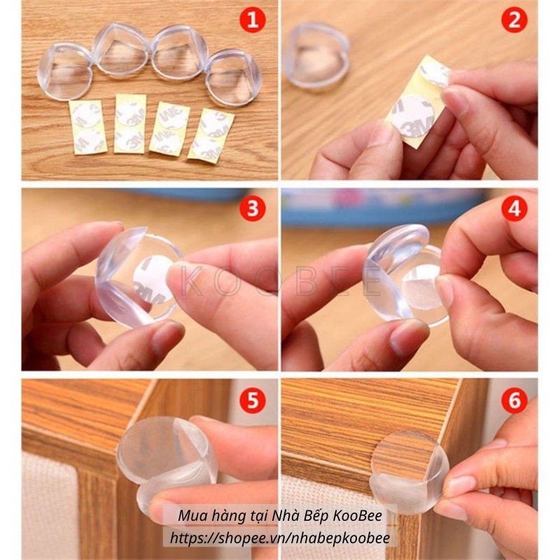 Bịt góc bàn,bịt cạnh bàn silicon cao cấp KooBee - Miếng dán góc bàn, bọc góc kính an toàn cho bé (AT02)