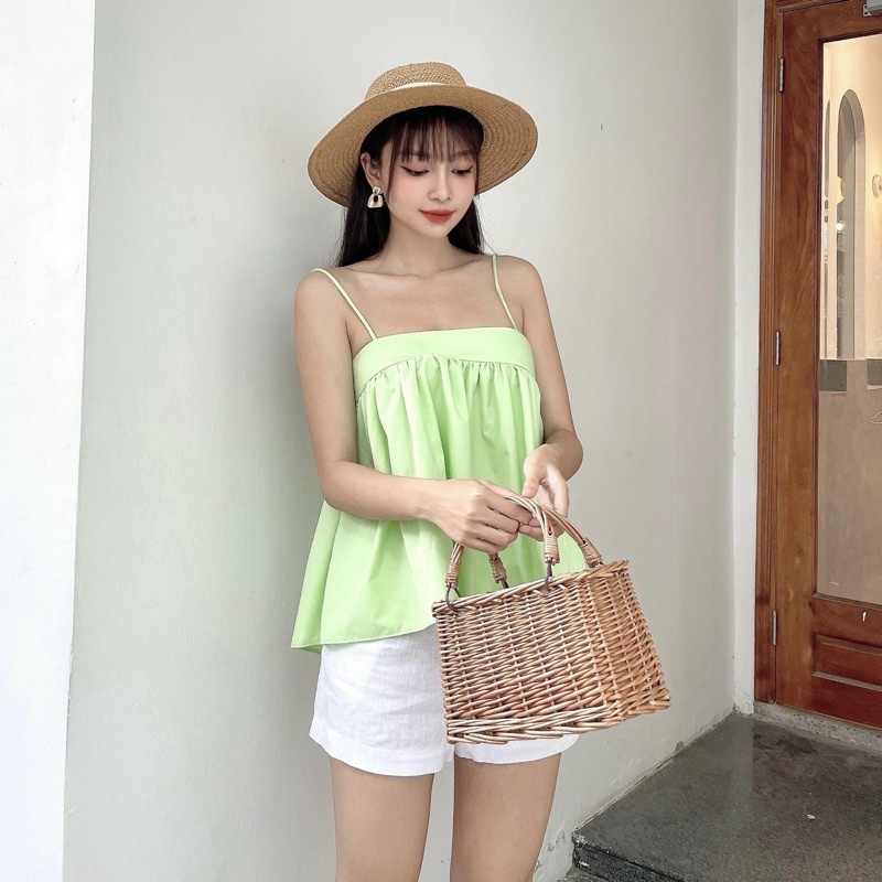 Áo hai dây, áo 2 dây dáng xoè  babydoll - 5 màu - Audrey Studio