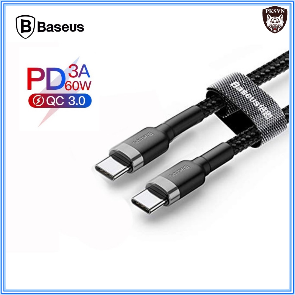 Cáp Sạc Nhanh 60w Cao Cấp Chính Hãng Baseus - Dây Sạc Nhanh Type C to C  cho Samsung, Xiaomi.. - BH 1 Năm