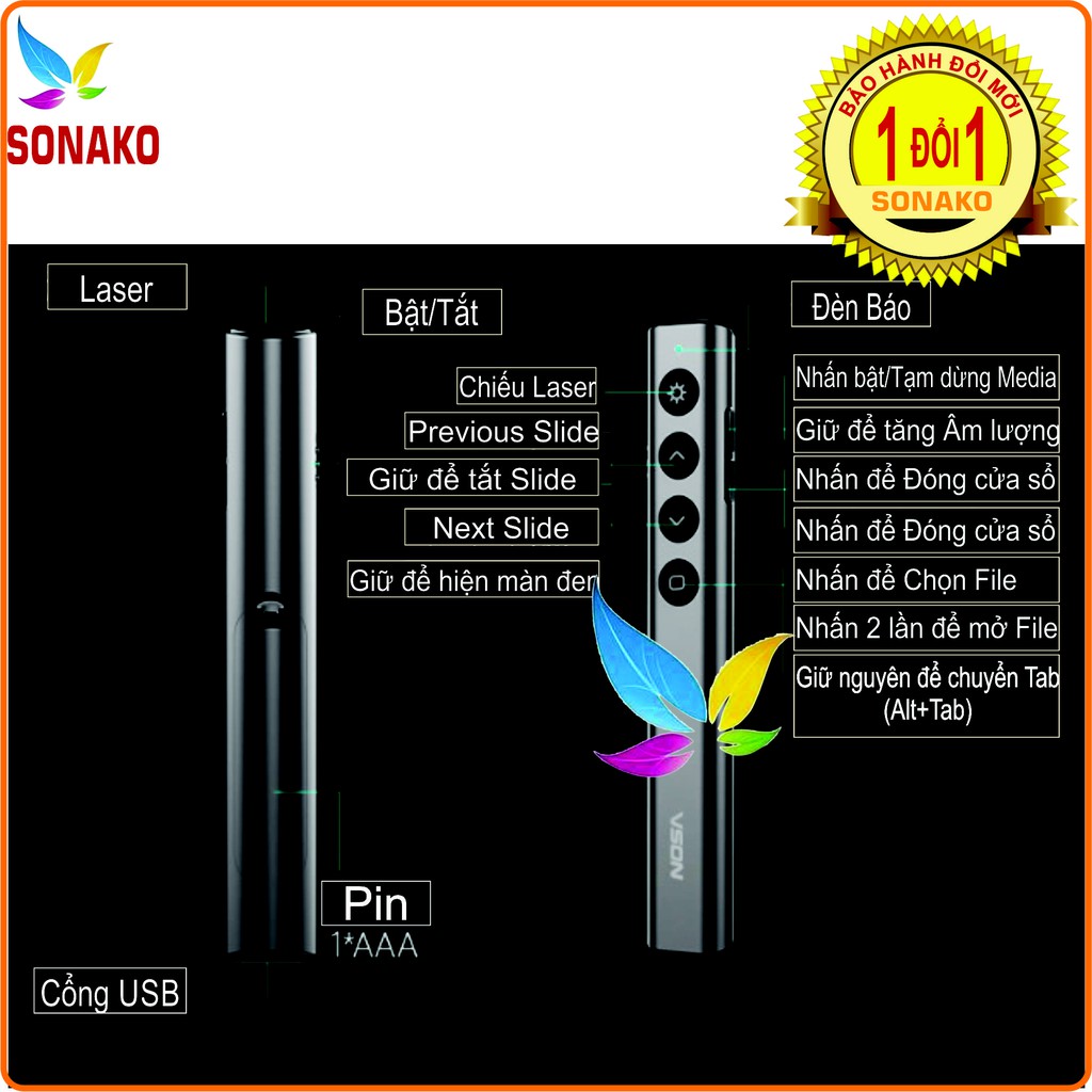 Bút Trình Chiếu Slide VSON N35, Bút trình chiếu slide, mua bút trình chiếu powerpoint, mua bút trình chiếu giá rẻ-Sonako