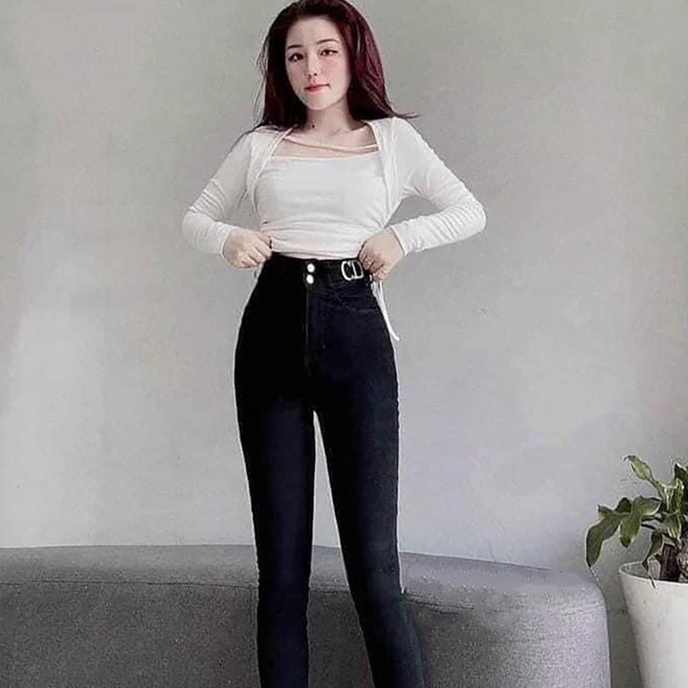 Quần jean nữ co giãn, quần bò lưng cao 9 tấc dáng ôm body cạp cao nhiều mẫu Bi_shop 173 ms600