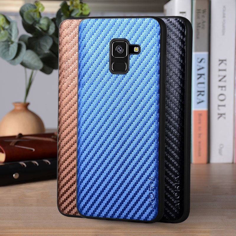 Ốp Lưng Cho Samsung Galaxy A8 Plus 2018 A7 A8 2018 5G Họa Tiết Sợi Carbon Ốp Lưng Cho Samsung Galaxy