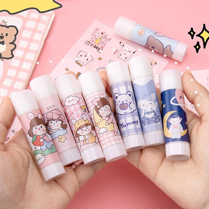 Keo khô dạng thỏi dán giấy, giấy nền dễ thương dùng trong bullet journal