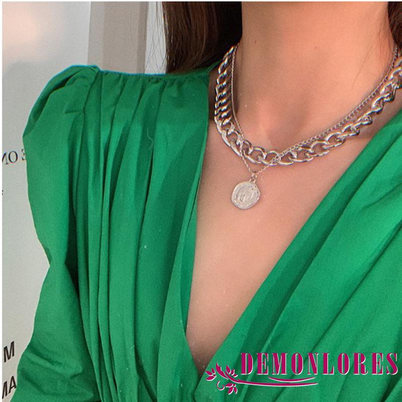 Dây chuyền trang trí mặt hình đồng xu kiểu dáng cổ điển dành cho nữ