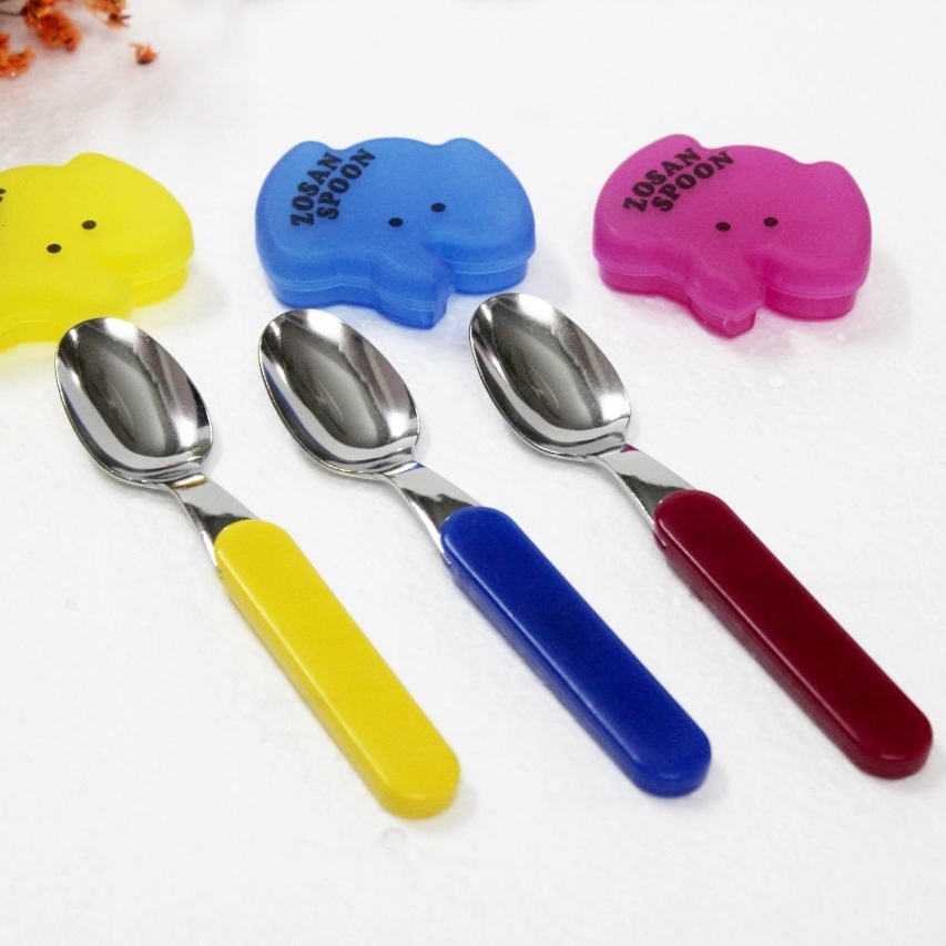 [ẢNH THẬT + VIDEO] Thìa ăn dặm cho bé inox kèm hộp đựng hình thú Nhật Bản