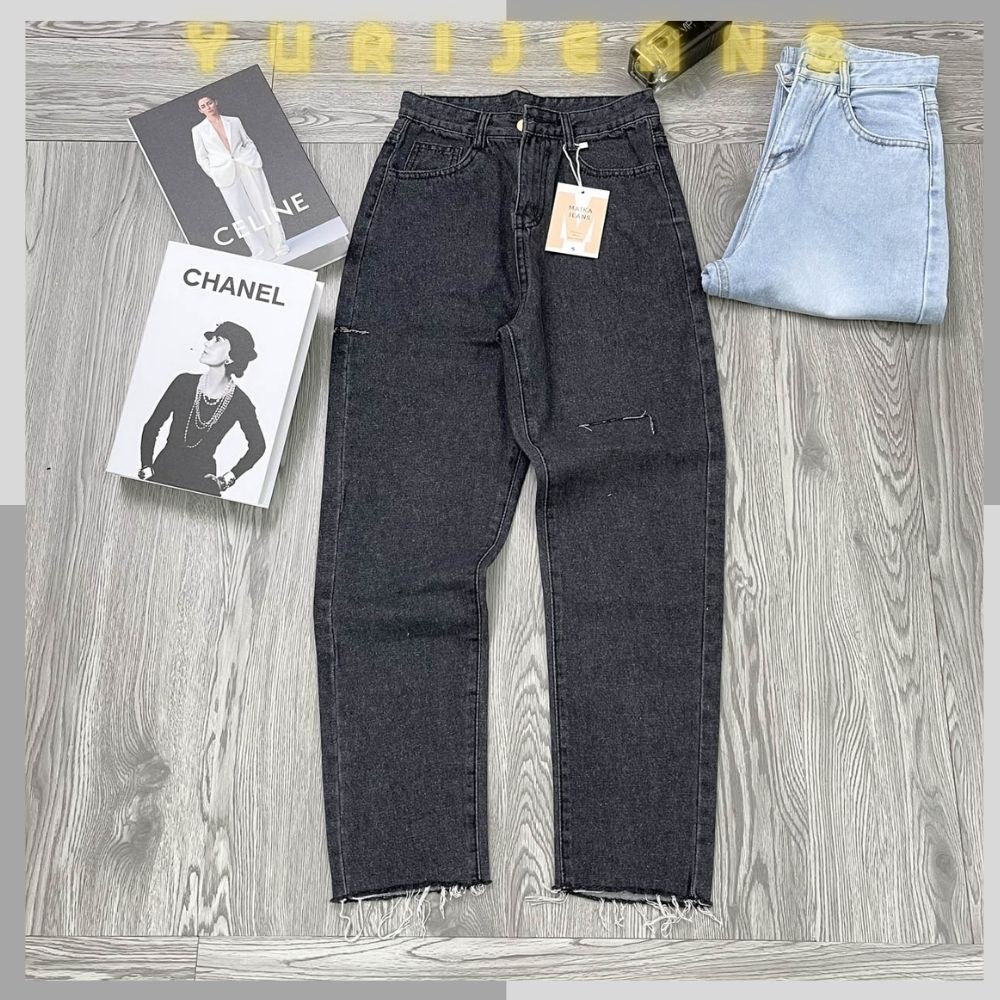 Quần Jeans Baggy Nữ Lưng Siêu Cao Rách Gối Và Hông Shop Yuri Jean