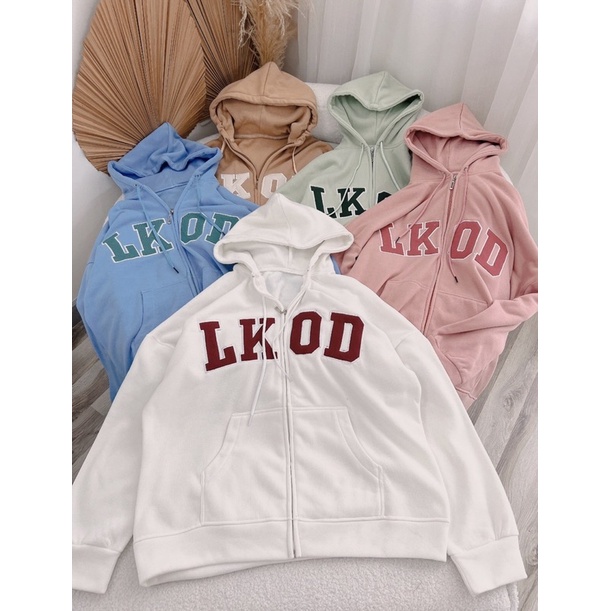 ÁO KHOÁC NÓN NỈ CHỮ LKOD NHIỀU MÀU (TH)