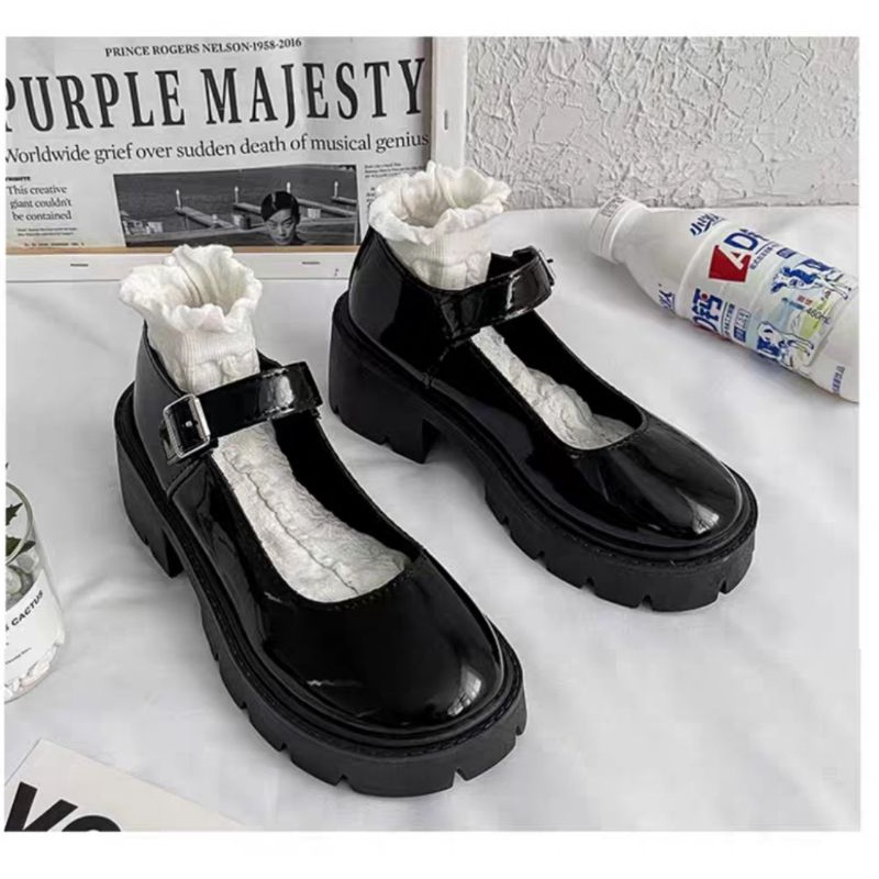 Giày lolita búp bê da bóng trơn đế thấp 5cm oder taobao