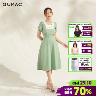 Đầm nữ tay phồng dập ly DA1175 GUMAC