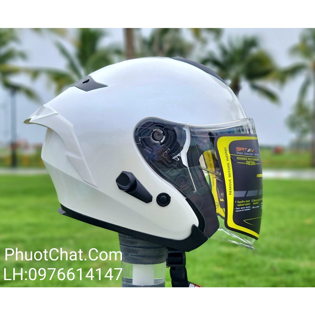 Nón bảo hiểm 3/4 ROC 09 trắng siêu đẹp