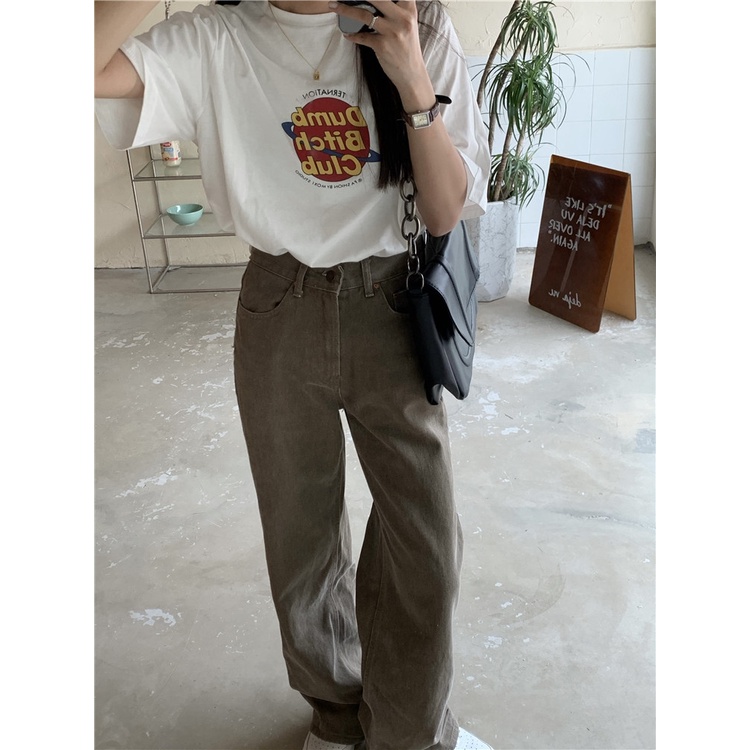 Áo thun tay ngắn cổ tròn in họa tiết phong cách retro thời trang mùa hè cho nữ