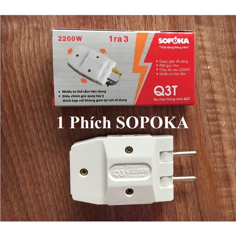 Phích cắm điện 1 ra 3- ổ cắm nối chia 5 ngã Sopoka 2200w