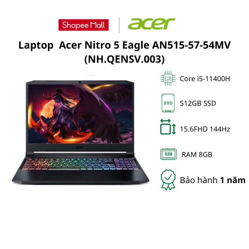 Laptop Acer Nitro 5 Eagle AN515-57-54MV (Core i5-11400H + RTX 3050)