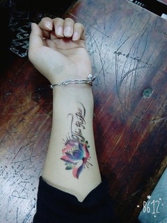 Xăm dán tatoo nhịp tim - hoa - bướm