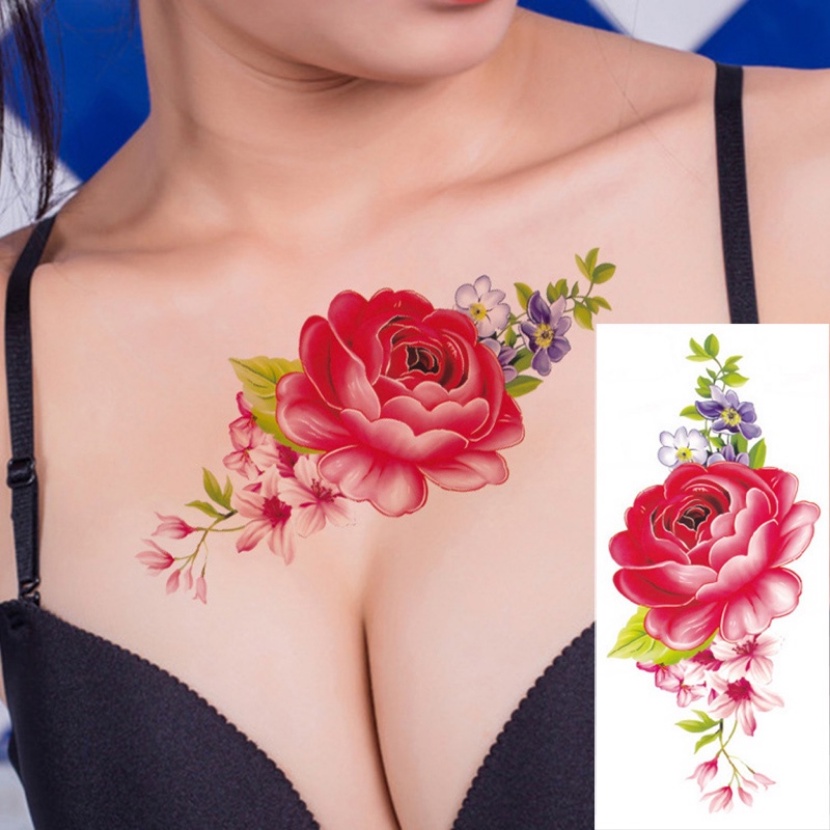 1 Hình Xăm Dán Tạm Thời Henna Hình Hoa Hồng Hoa Mẫu Đơn Chống Nước Mới