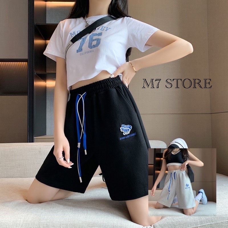 Quần đùi short unisex nam nữ M7(02) from rộng phong cách trẻ trung năng động ảnh thực tế