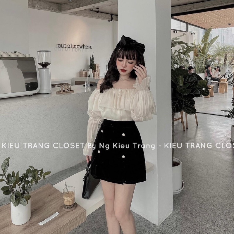 Set S2201 Áo tơ vai trần + Chân váy (Ảnh thật sản phẩn đi kèm)
