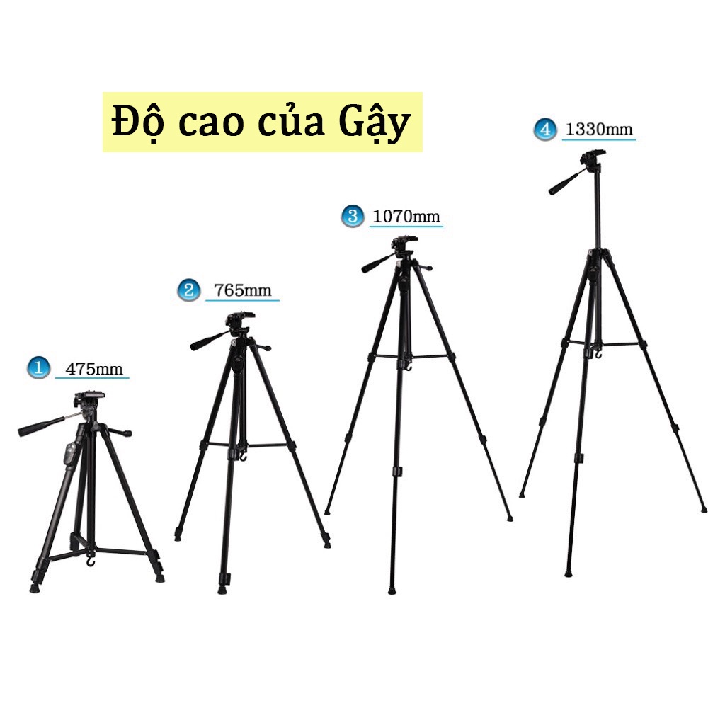 Gậy Tripod Yunteng 3388 3 Chân Giá Livestream Điện thoại Chụp Ảnh Tự Sướng Xoay 360 Độ Tích Hợp Bluetooth Xoay 360 Độ